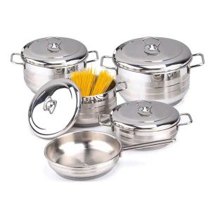 bonera stainless steel cookware set with pan, pots