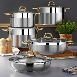 bonera stainless steel 18 10 3 pots 2 pans