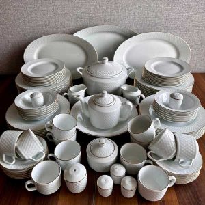 dinnerware set for 18 persons all white